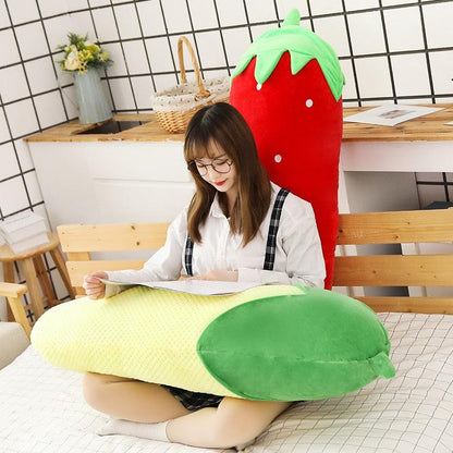 47" Long Fruits Plush Pillow Vegetables Strawberry Carrot Toys - Plushies