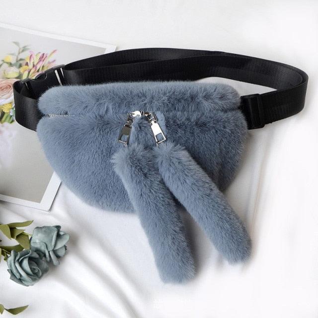 Faux Rabbit Fur Fanny Pack Waist Bag - Plushies