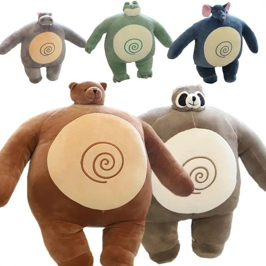 Tiny Head Teddy Bear Toys, Stuffed Small Head Big Muscle Body Raccoon Frog Elephant Plush Dolls - Plushies