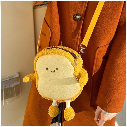 Cute & Soft Kawaii Bread Toast Backpack Plush Toy - Plushies