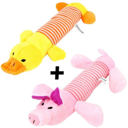 Squeak Chew Dog Toys Sound Dolls Dog Cat Fleece Pet Funny Plush Toys Elephant Duck Pig Fit for All Pets Durability - Plushies