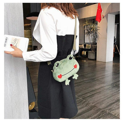 Kawaii Frog Shoulder Backpack Crossbody Bag Coin Purse - Plushies