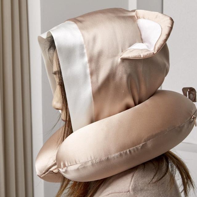 Foxy Silk Hoodie Travel Neck Pillow - Plushies