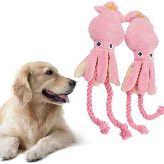Pink Squid Dog Chew Toy - Plushies