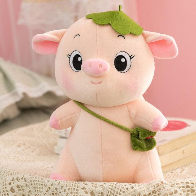 Cute Lotus leaf Hat  Piggy Plush Toy - Plushies