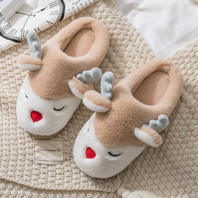 Cute Reindeer Plush Slippers - Plushies