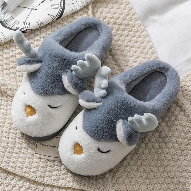 Cute Reindeer Plush Slippers - Plushies