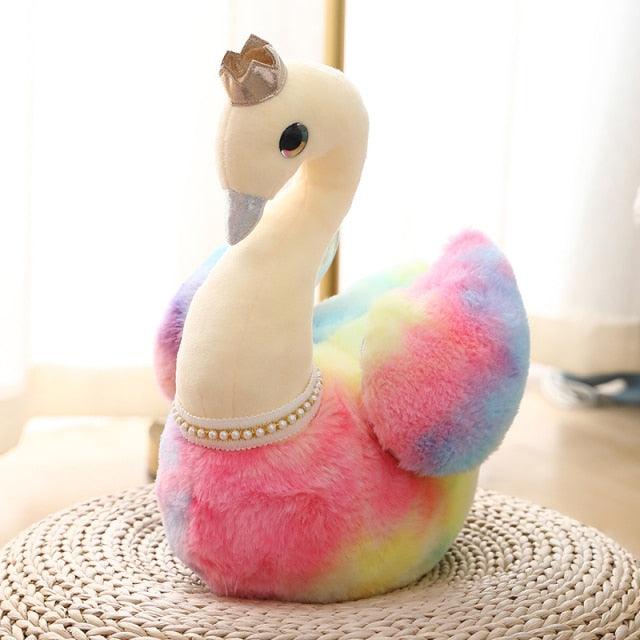 Pink Rainbow Swan fluffy Doll toy - Plushies
